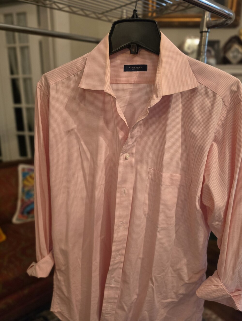 Burberry Light Pink Micro-Check Dress Shirt